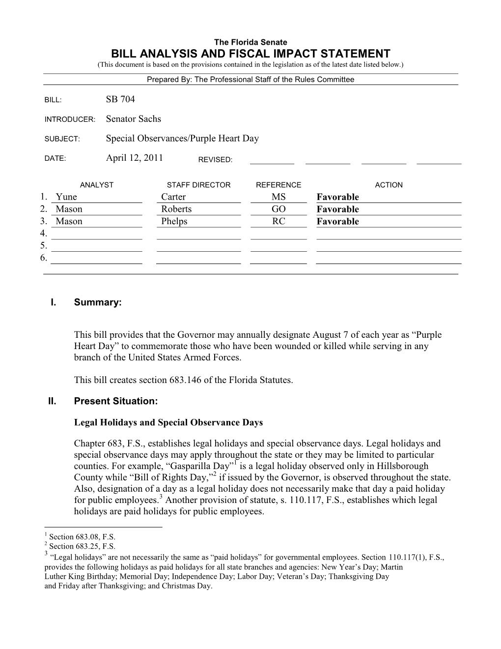 Bill Analysis and Fiscal Impact Statement