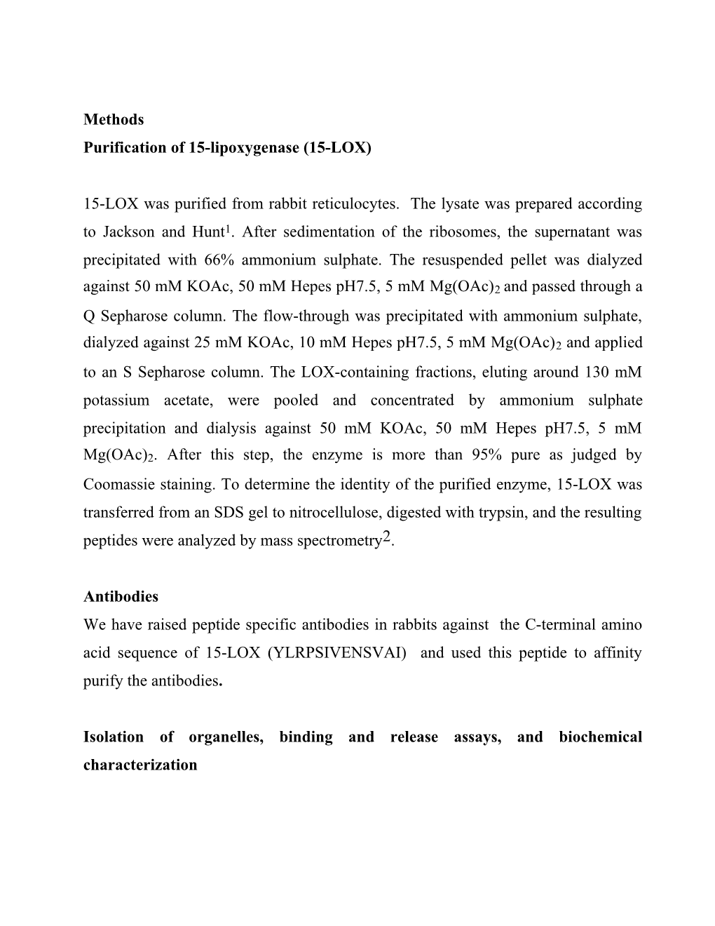 Purification of 15-Lipoxygenase (15-LOX)