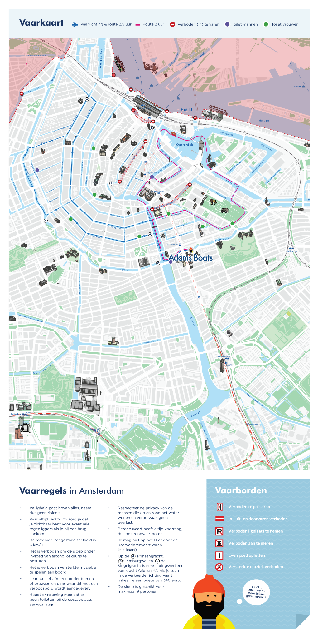 Vaarborden Vaarregels in Amsterdam Vaarkaart