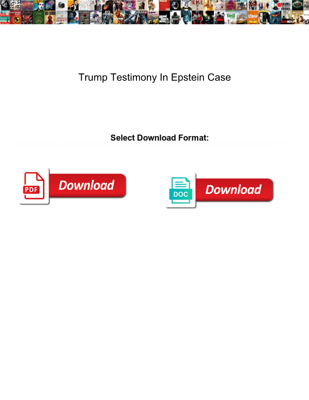 Trump Testimony in Epstein Case