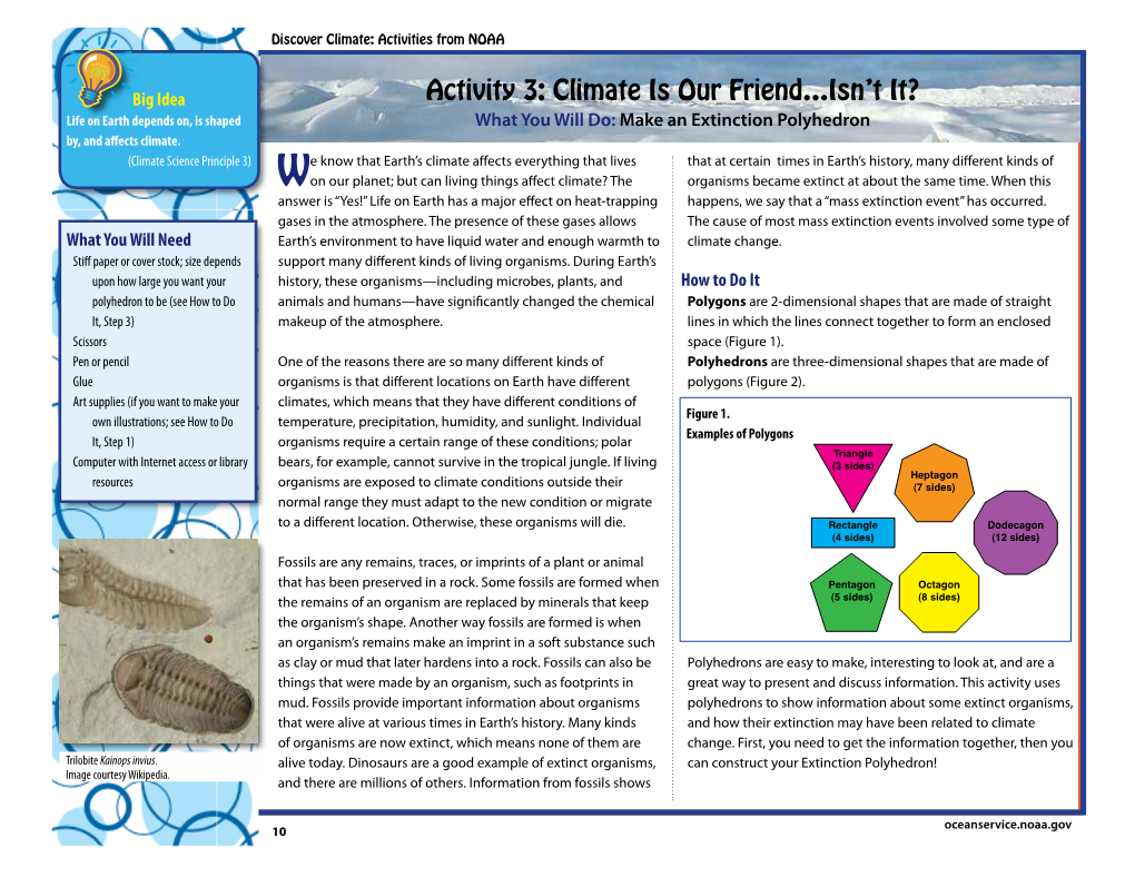 Activity 3: Climate Is Our Friend…Isn't It? : Make an Extinction Polyhedron