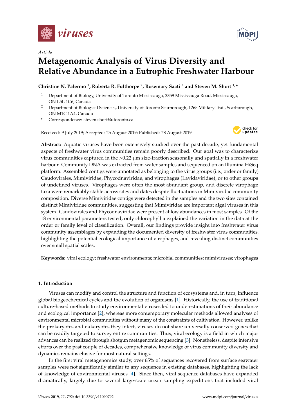 [0.95]Relative Abundance in a Eutrophic Freshwater Harbour