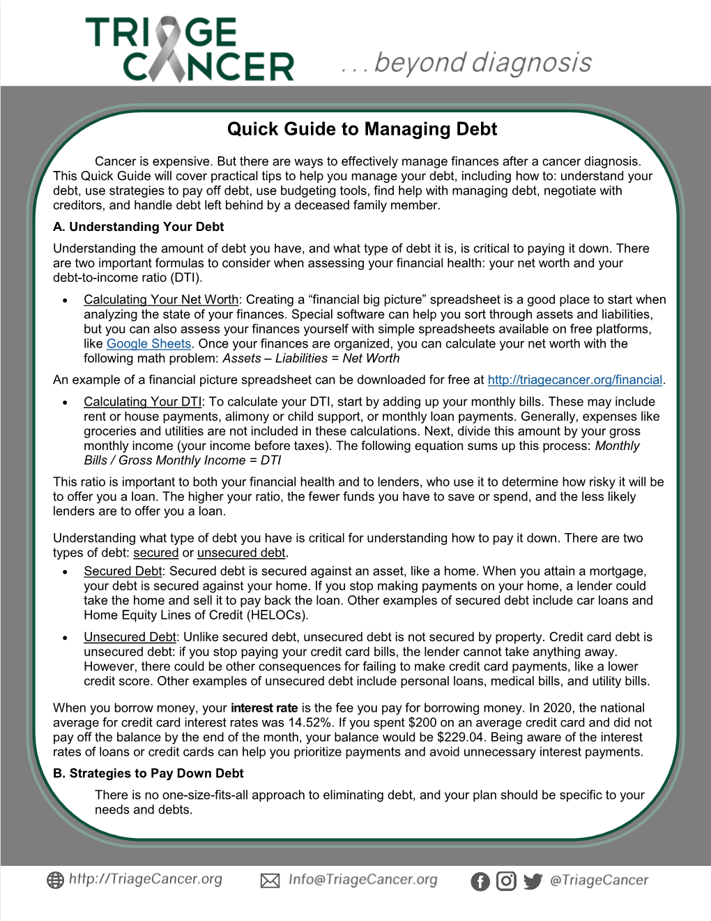 Quick Guide to Managing Debt