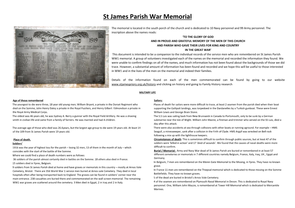St James Parish War Memorial
