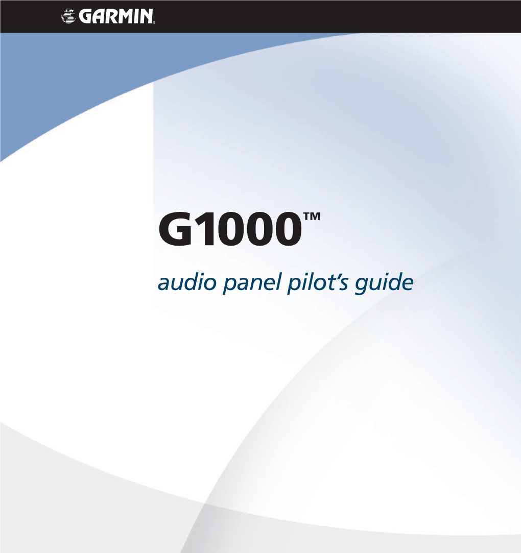G1000TM Audio Panel Pilot’S Guide Record of Revisions