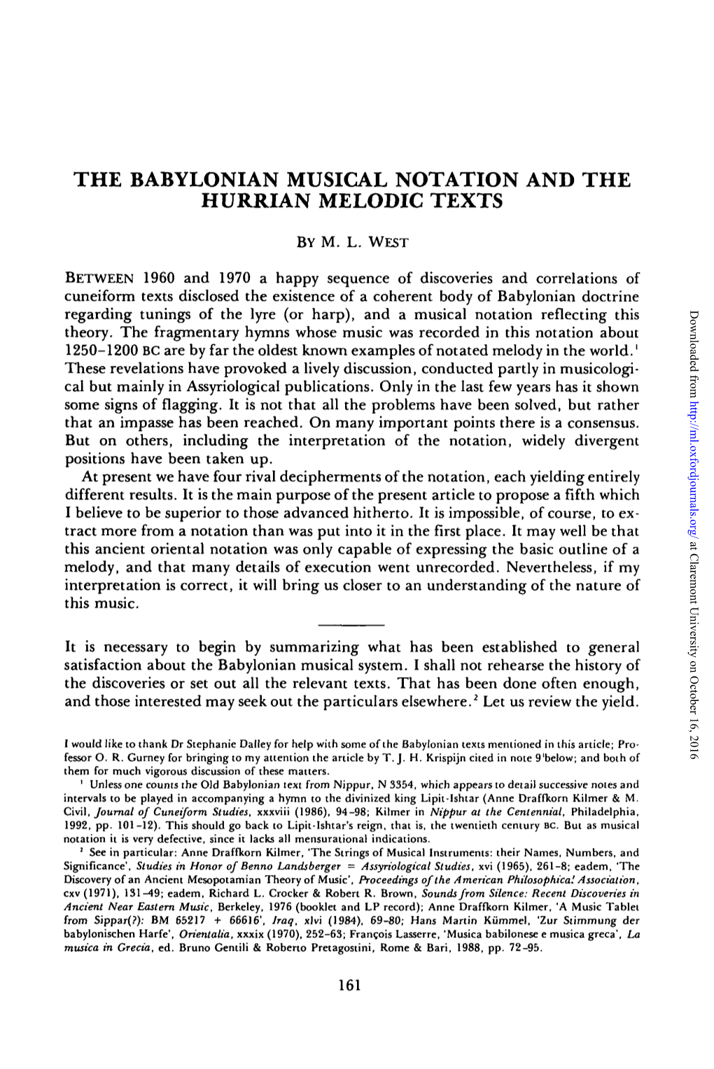 The Babylonian Musical Notation and the Hurrian Melodic Texts