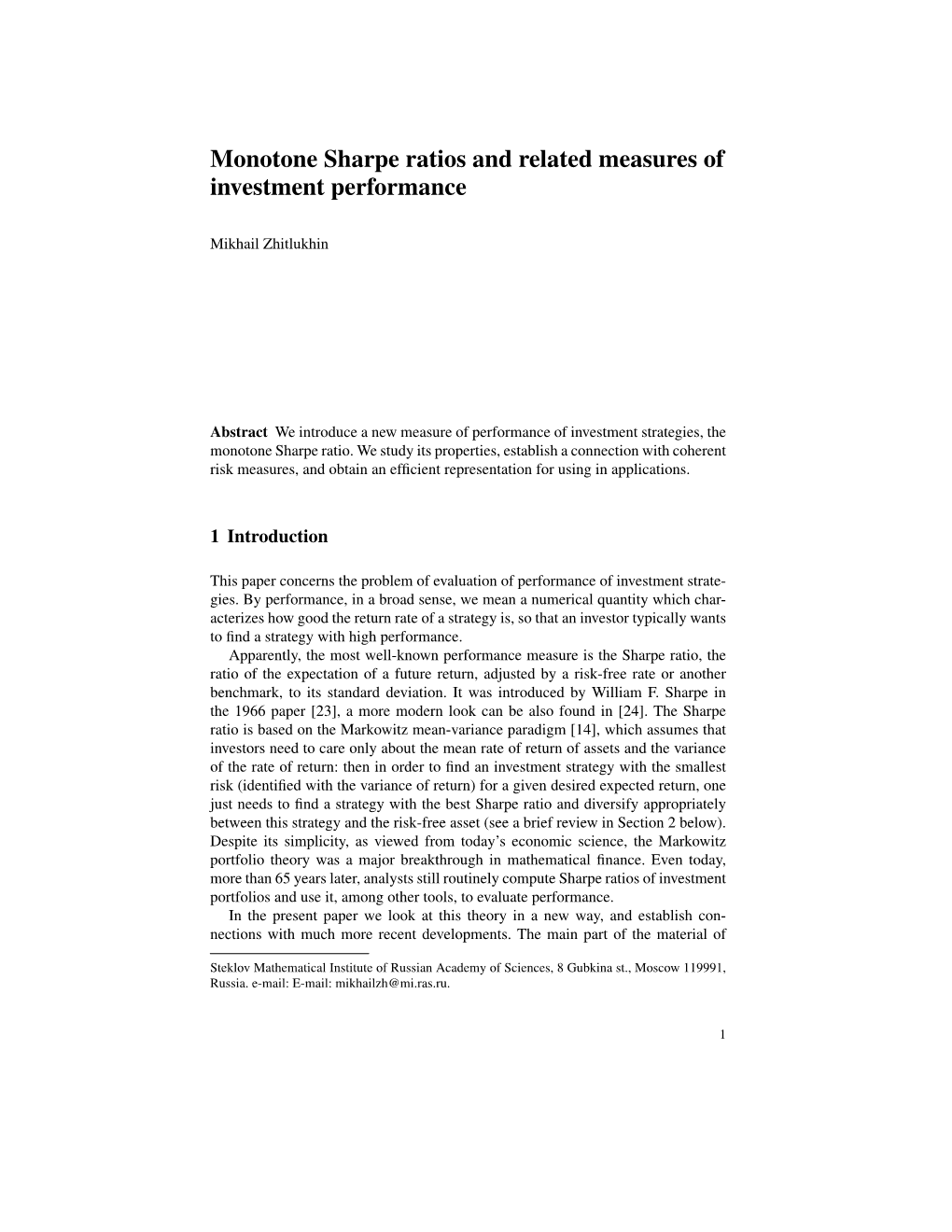 Monotone Sharpe Ratios and Related Measures of Investment Performance