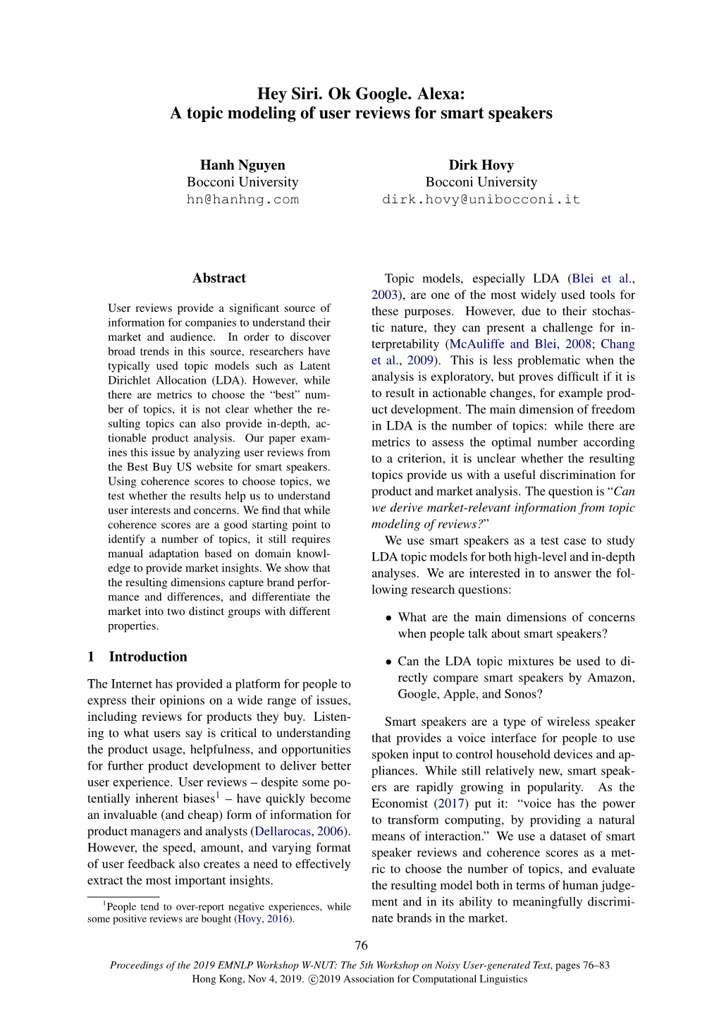 Hey Siri. Ok Google. Alexa: a Topic Modeling of User Reviews for Smart Speakers