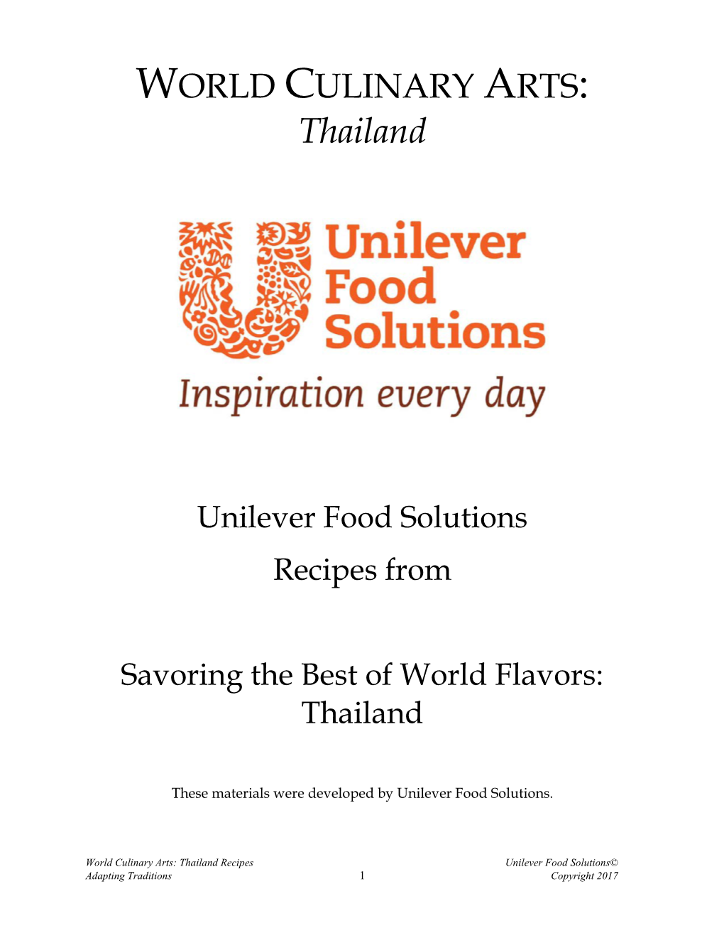 Unilever Food Solutions Recipes from Savoring the Best of World Flavors