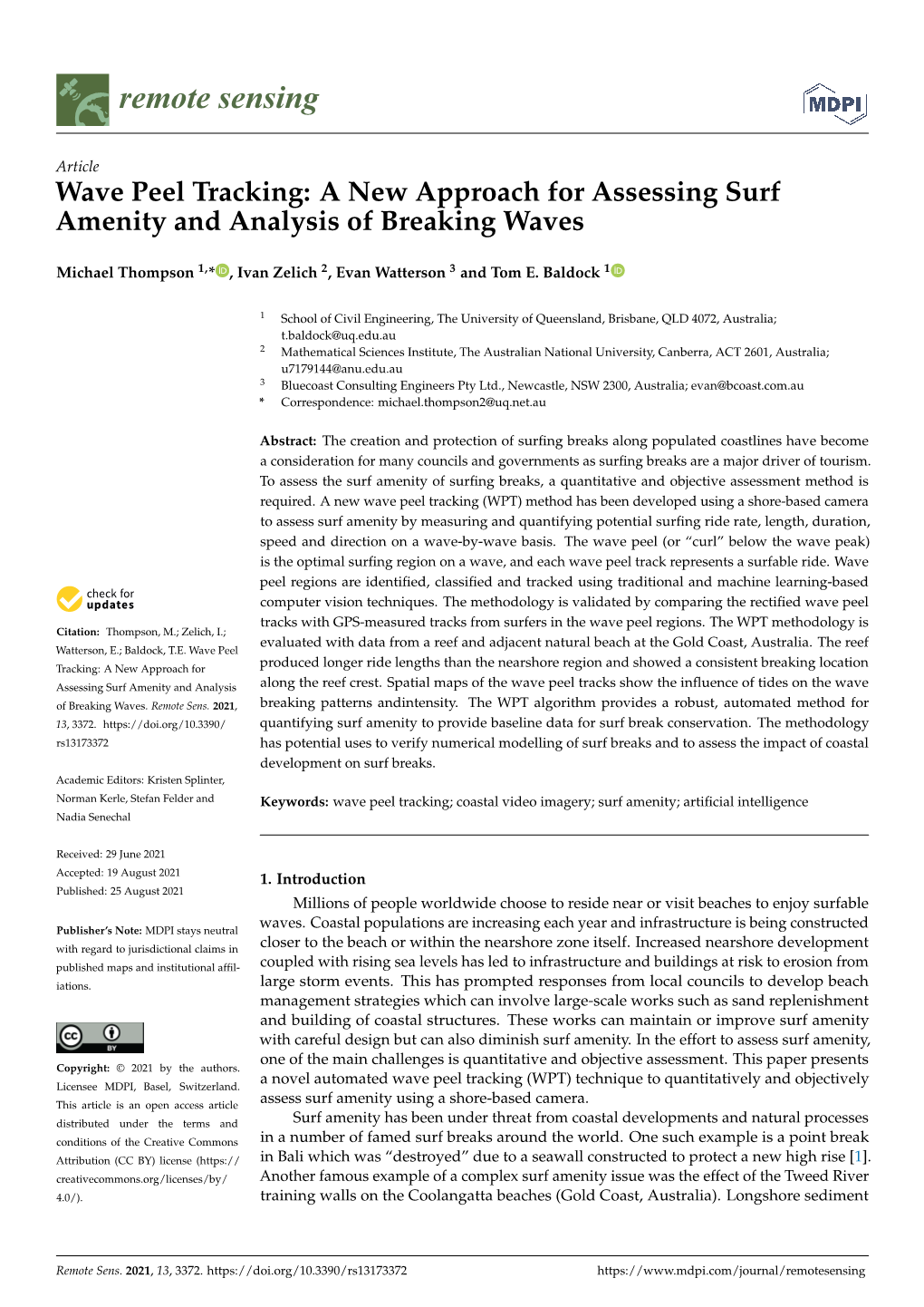 Wave Peel Tracking: a New Approach for Assessing Surf Amenity and Analysis of Breaking Waves