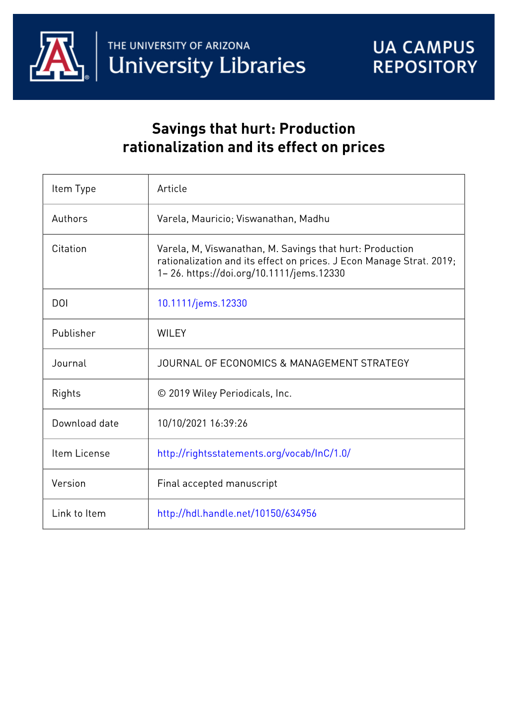 Savings That Hurt: Production Rationalization and Its Effect on Prices