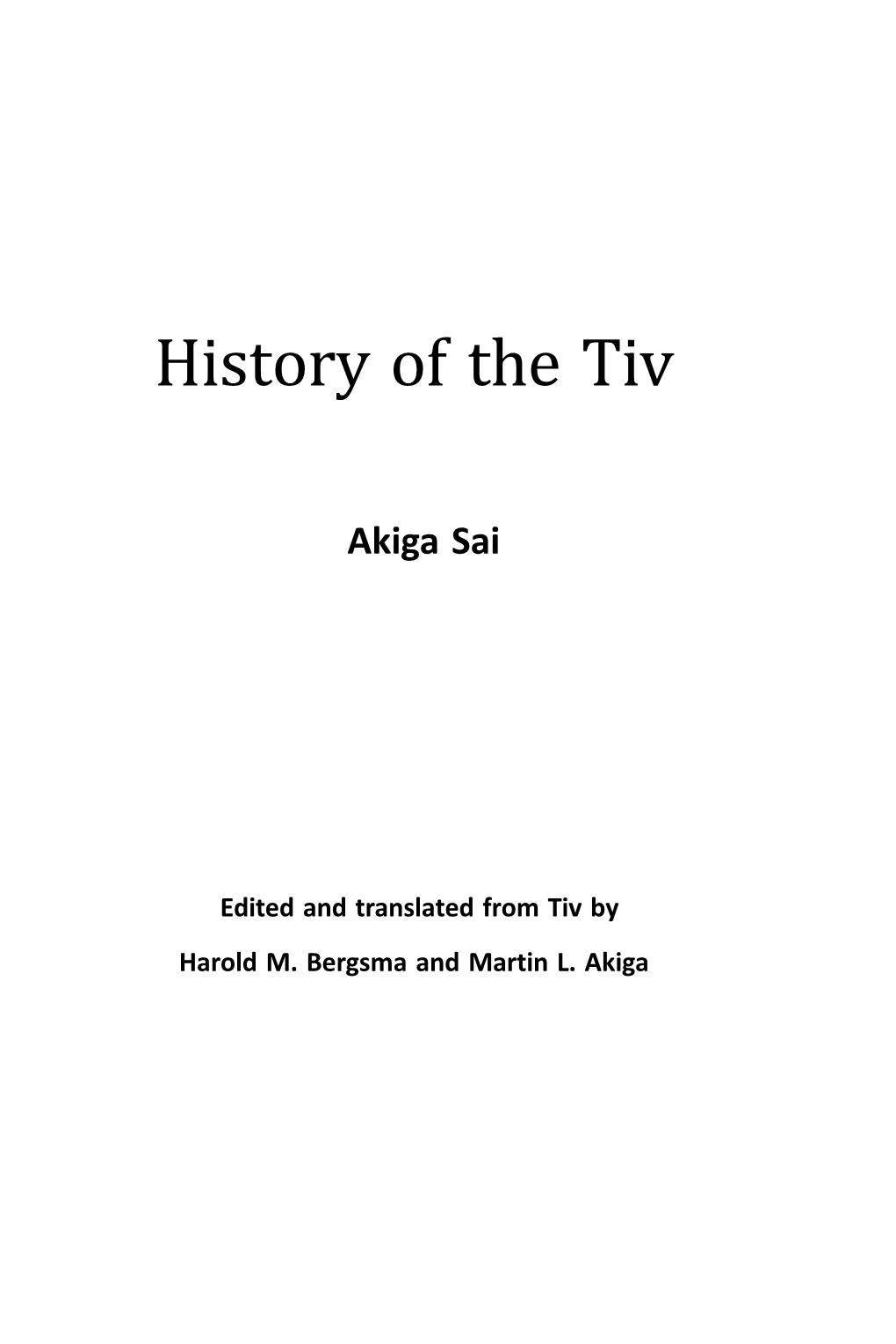 History of the Tiv