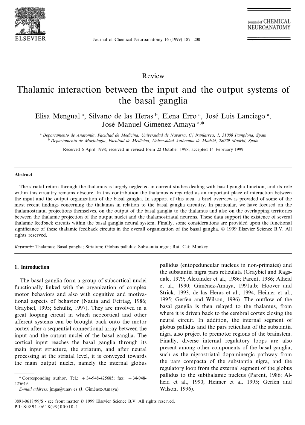 Thalamic Interaction Between the Input and the Output Systems of the Basal Ganglia