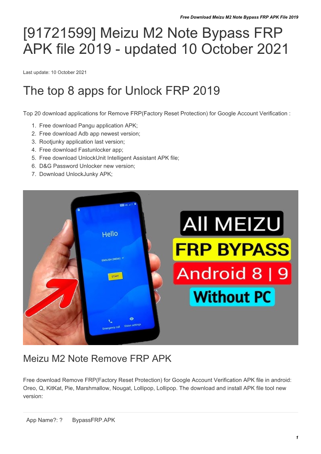 Meizu M2 Note Bypass FRP APK File 2019 [91721599] Meizu M2 Note Bypass FRP APK File 2019 - Updated 10 October 2021