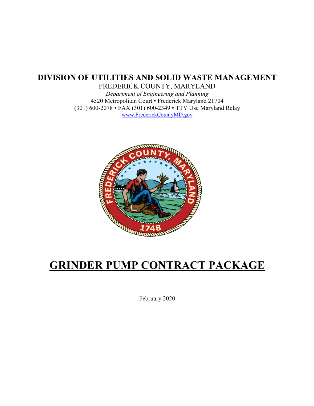 Grinder Pump Contract Package