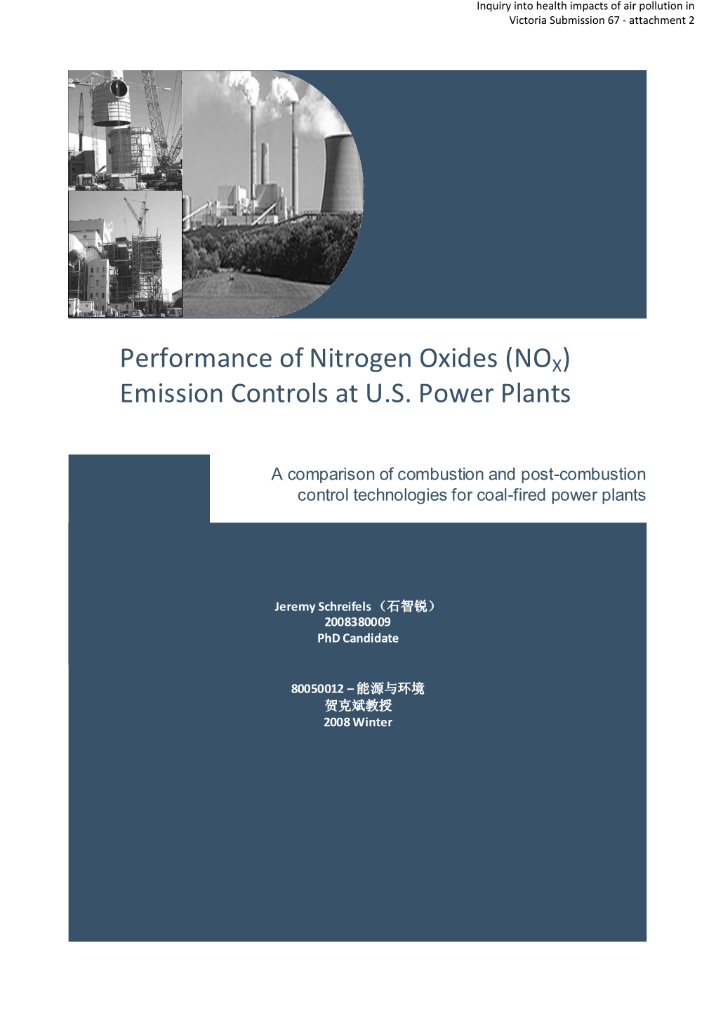 Performance of Nitrogen Oxides (NOX) Emission Controls at U.S. Power Plants