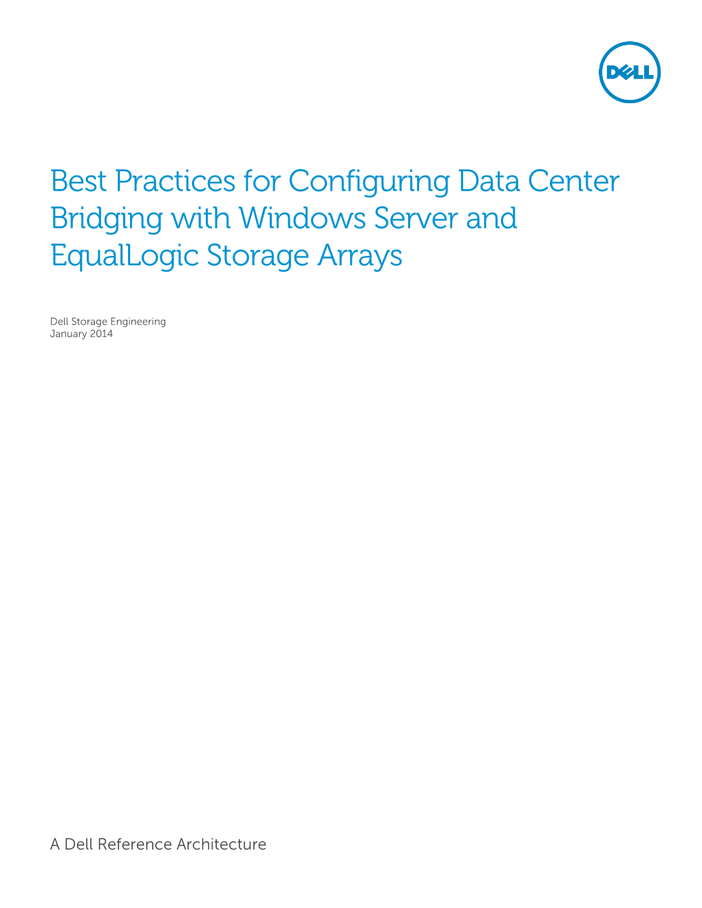 Best Practices for Configuring Data Center Bridging with Windows Server and Equallogic Storage Arrays