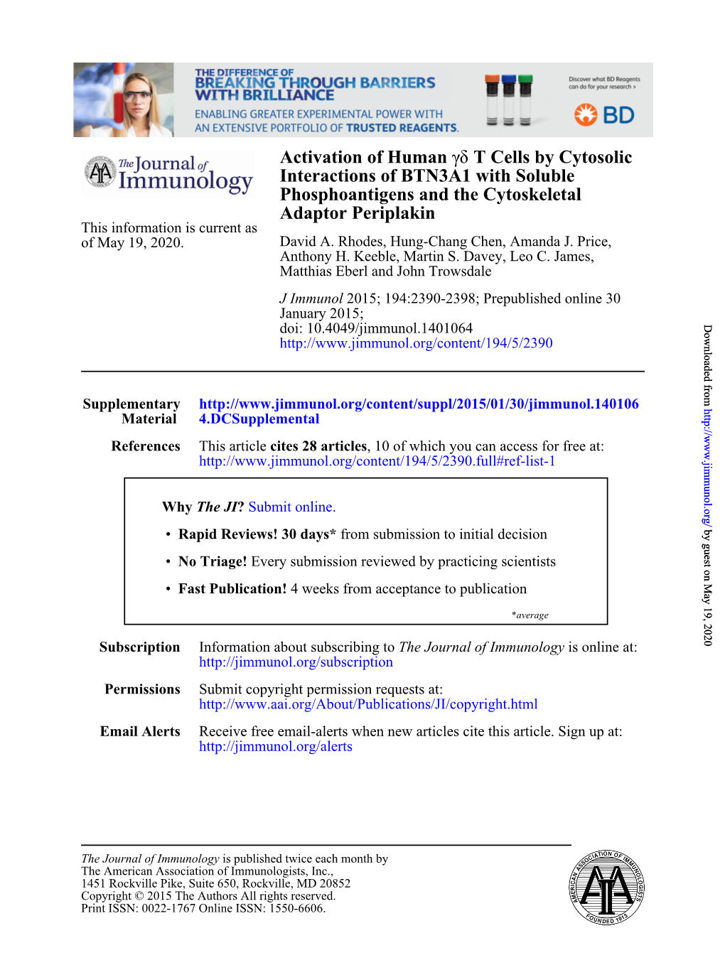 Adaptor Periplakin Phosphoantigens and The