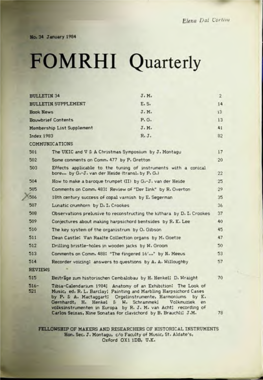 FOMRHI Quarterly