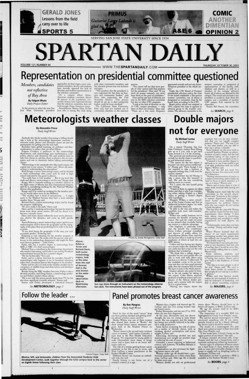 Spartan Daily, October 30, 2003