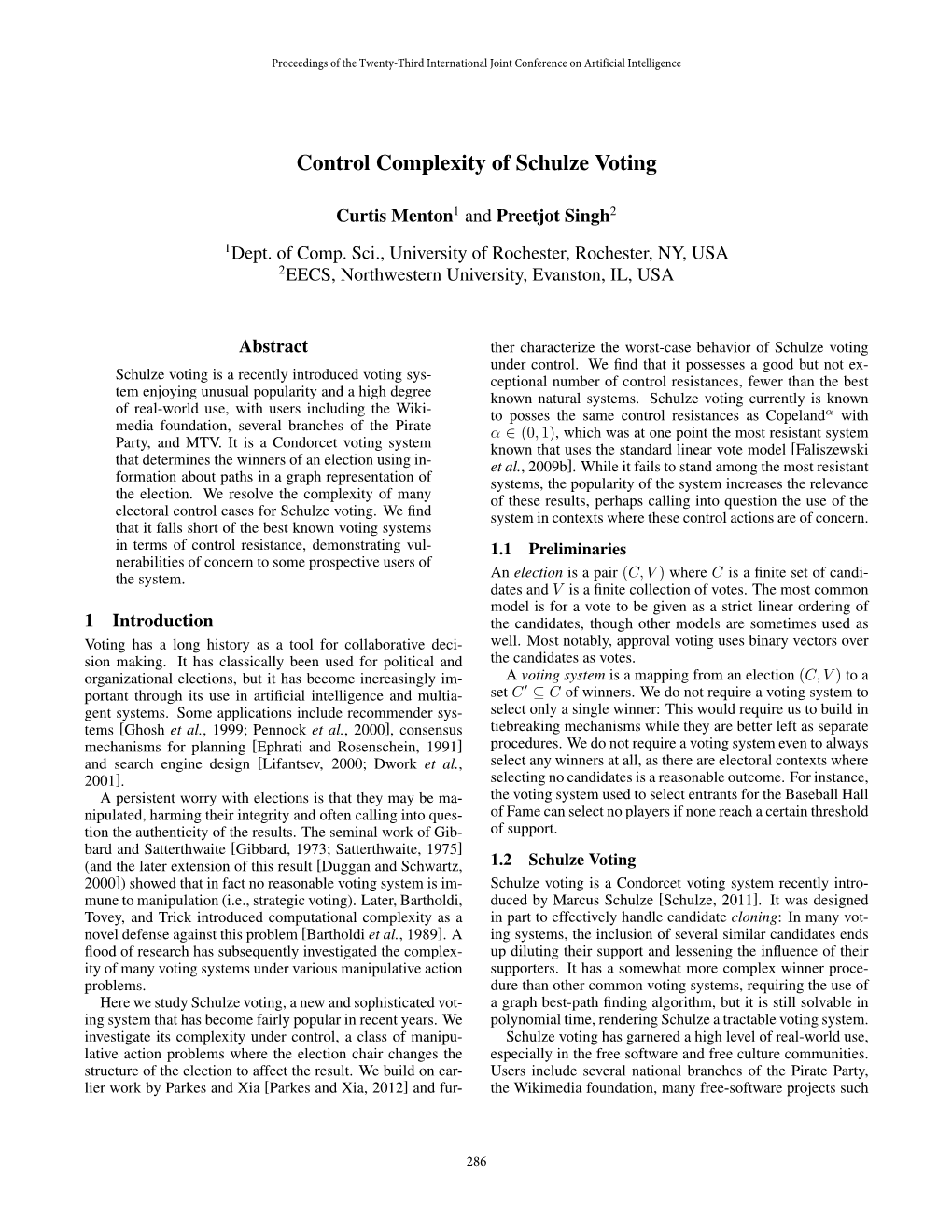 Control Complexity of Schulze Voting