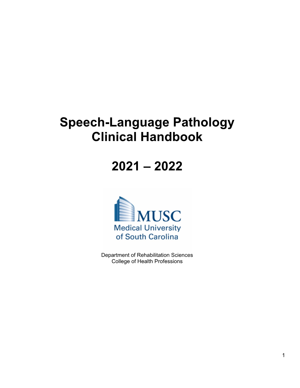 Speech-Language Pathology Clinical Handbook 2021