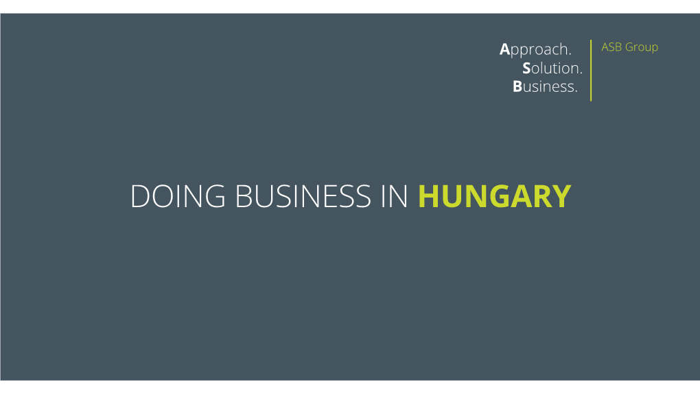 Doing Business in Hungary Economic Overview