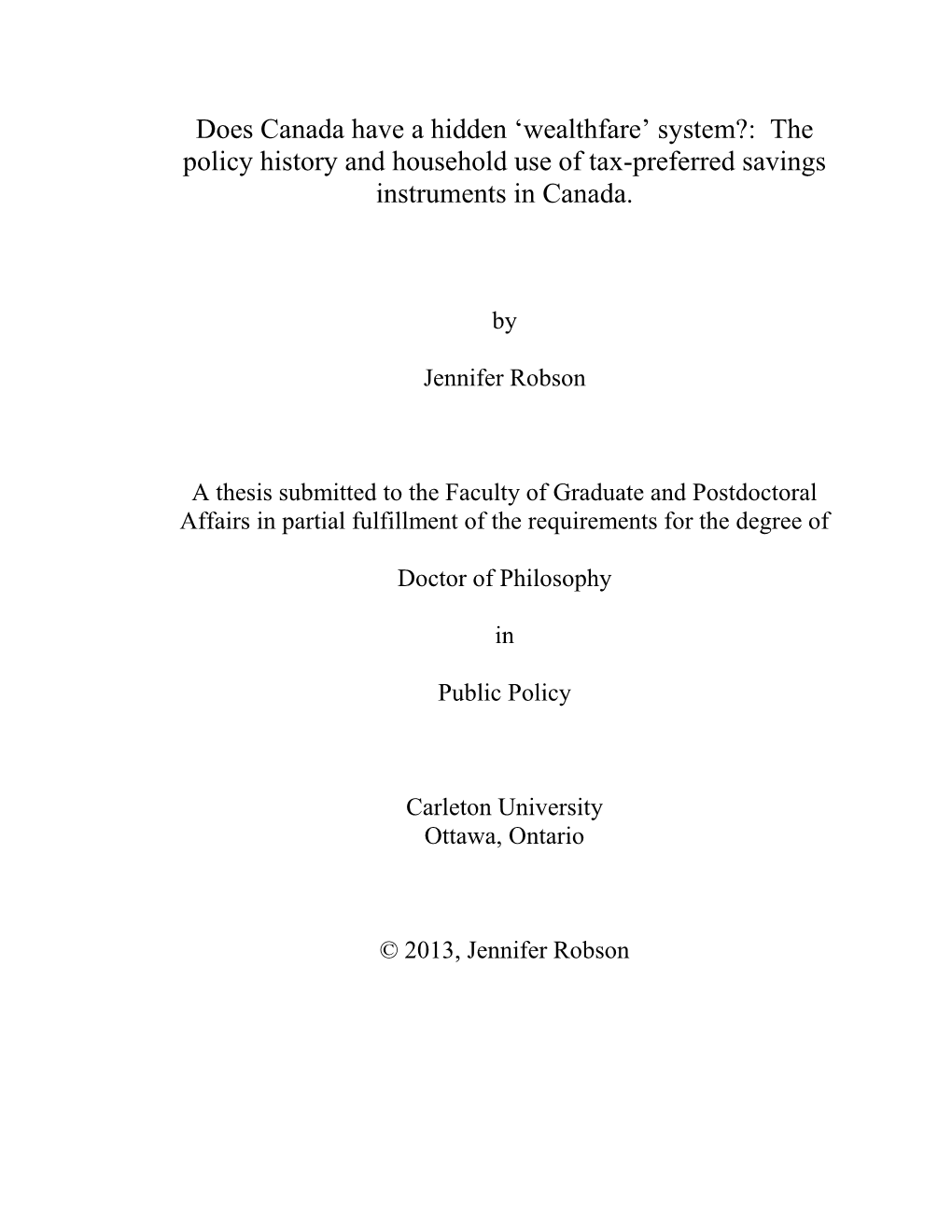 The Policy History and Household Use of Tax-Preferred Savings Instruments in Canada