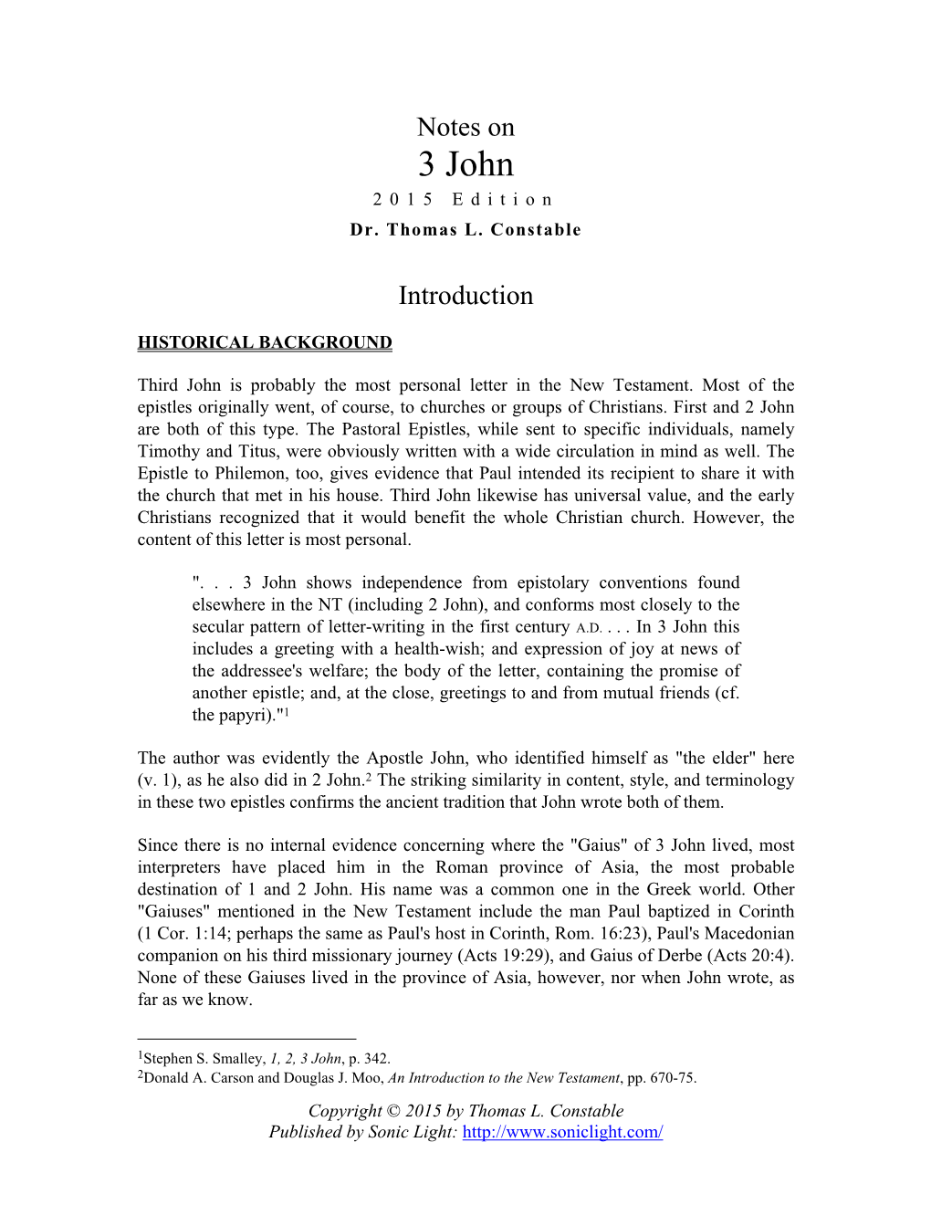 Notes on 3 John 2015 Edition Dr