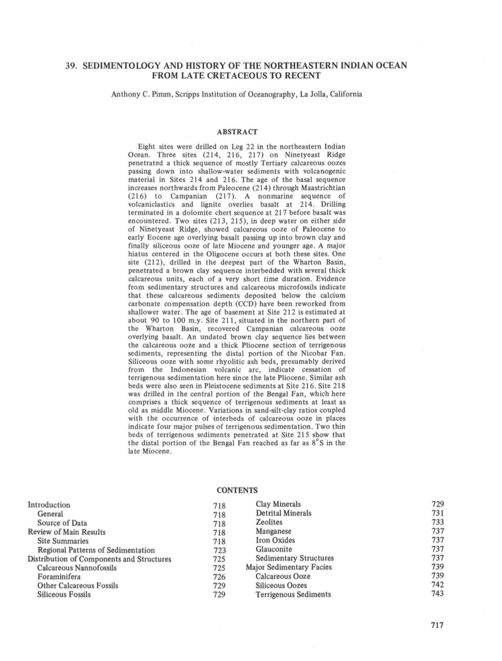 39. Sedimentology and History of the Northeastern Indian Ocean from Late Cretaceous to Recent