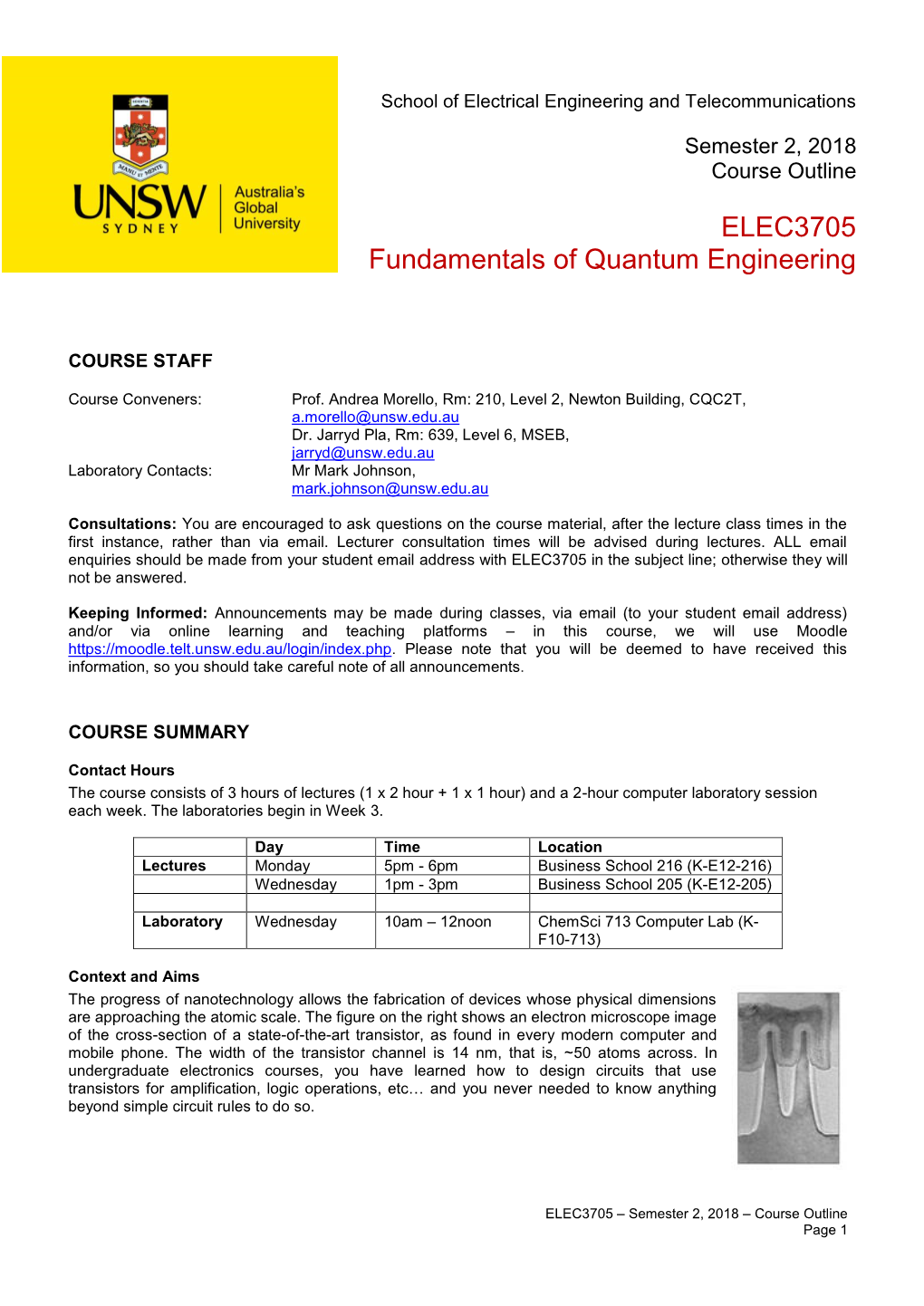 ELEC3705 Fundamentals of Quantum Engineering