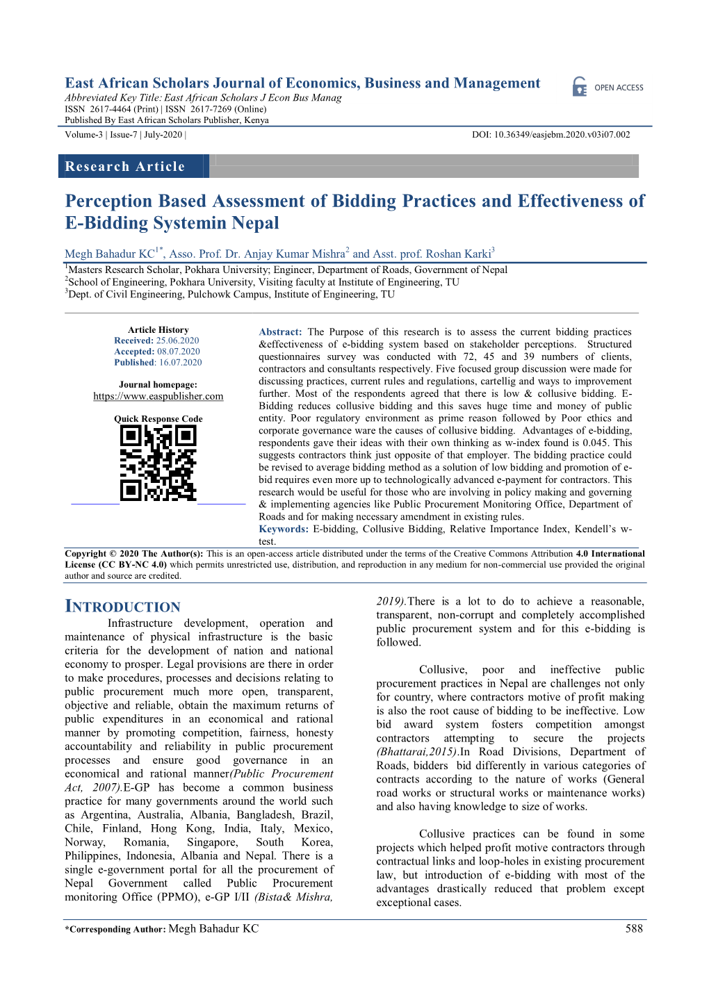 Perception Based Assessment of Bidding Practices and Effectiveness of E-Bidding Systemin Nepal