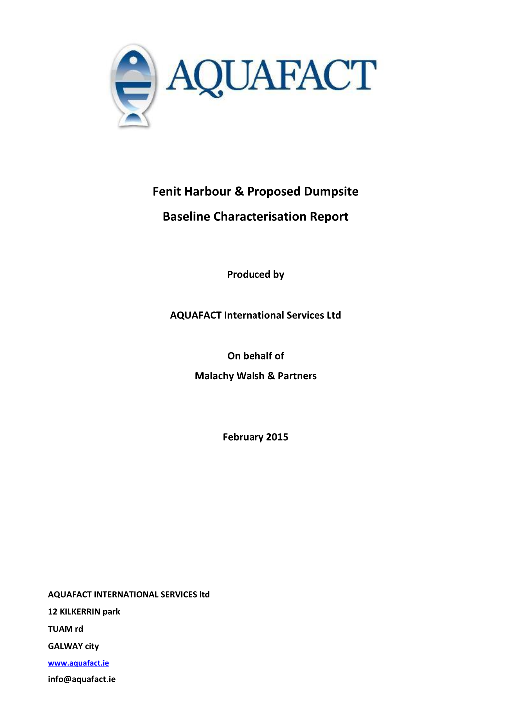 Fenit Harbour & Proposed Dumpsite Baseline Characterisation Report