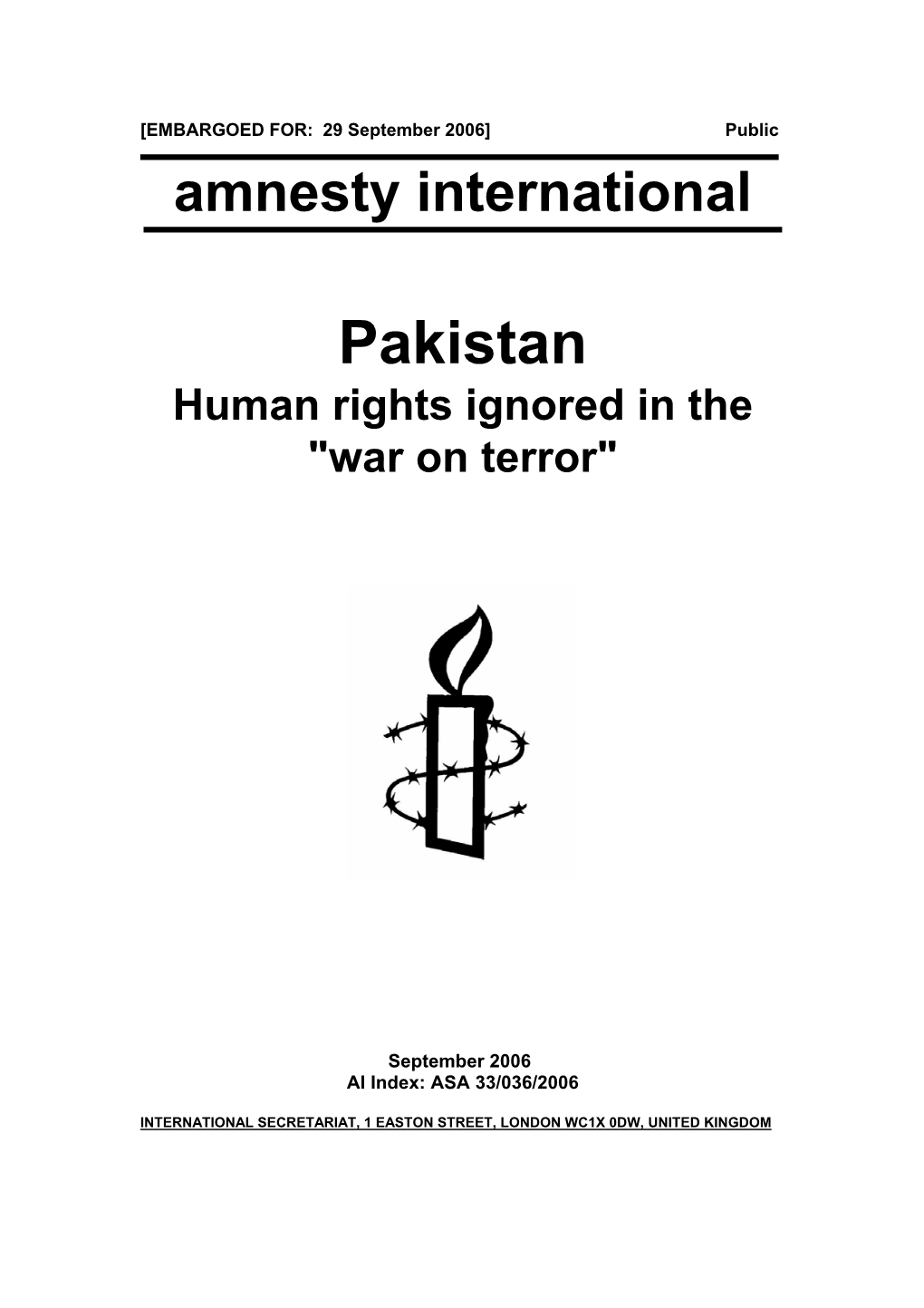 Pakistan Human Rights Ignored in the 