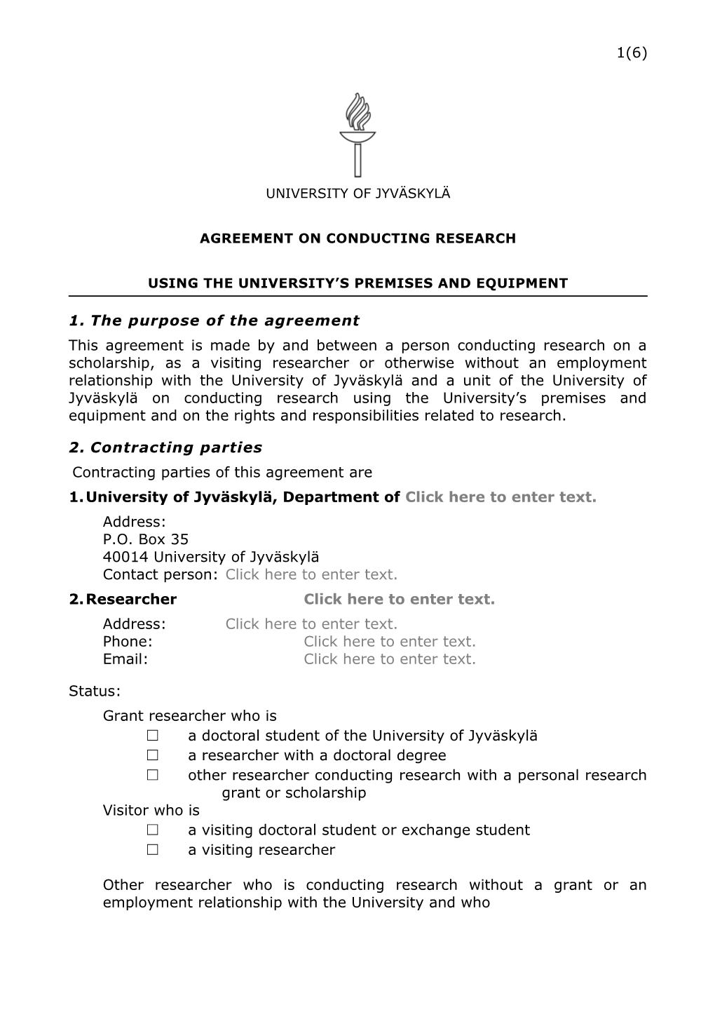 Using the University S Premises and Equipment