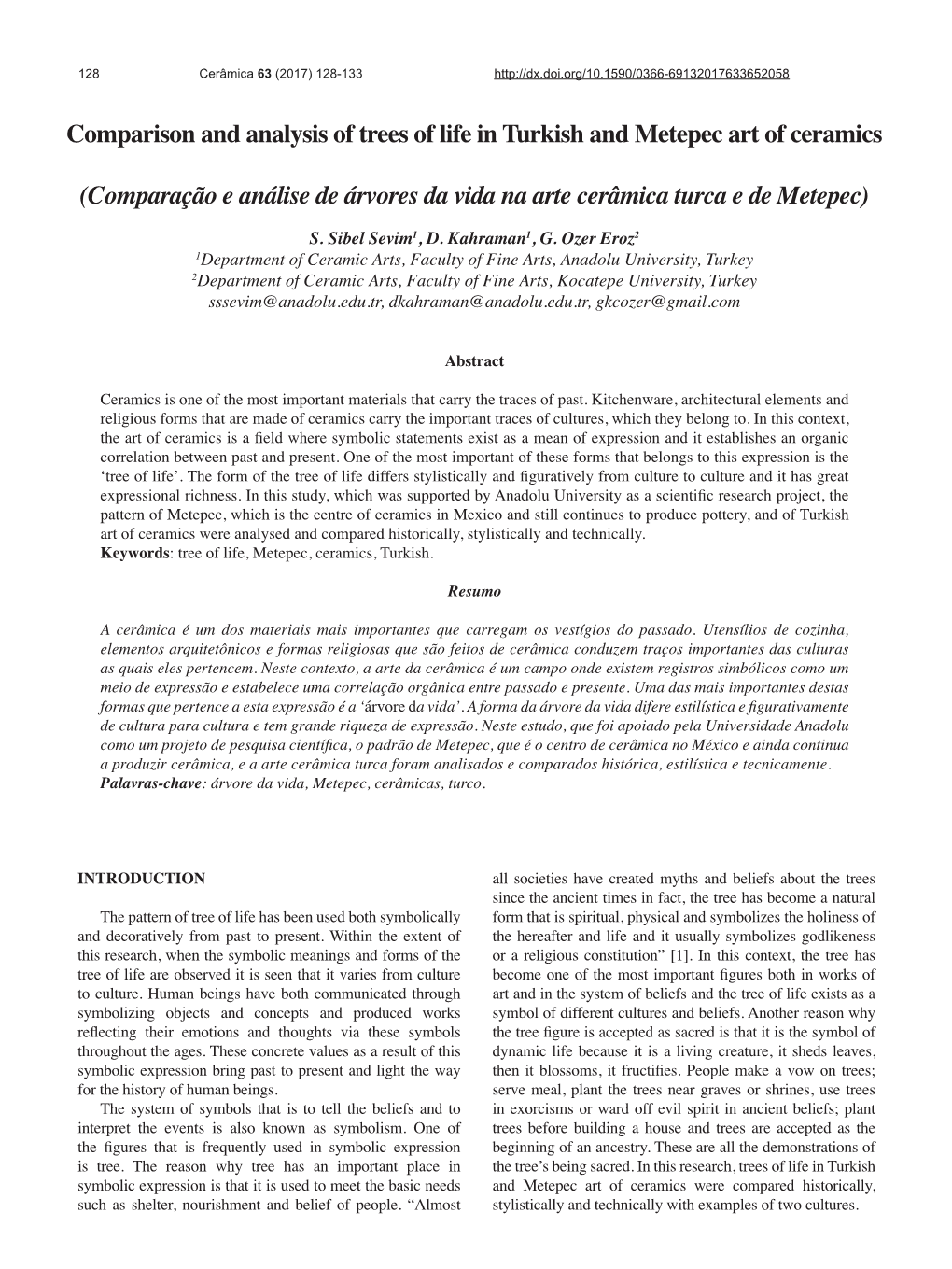 Comparison and Analysis of Trees of Life in Turkish and Metepec Art of Ceramics