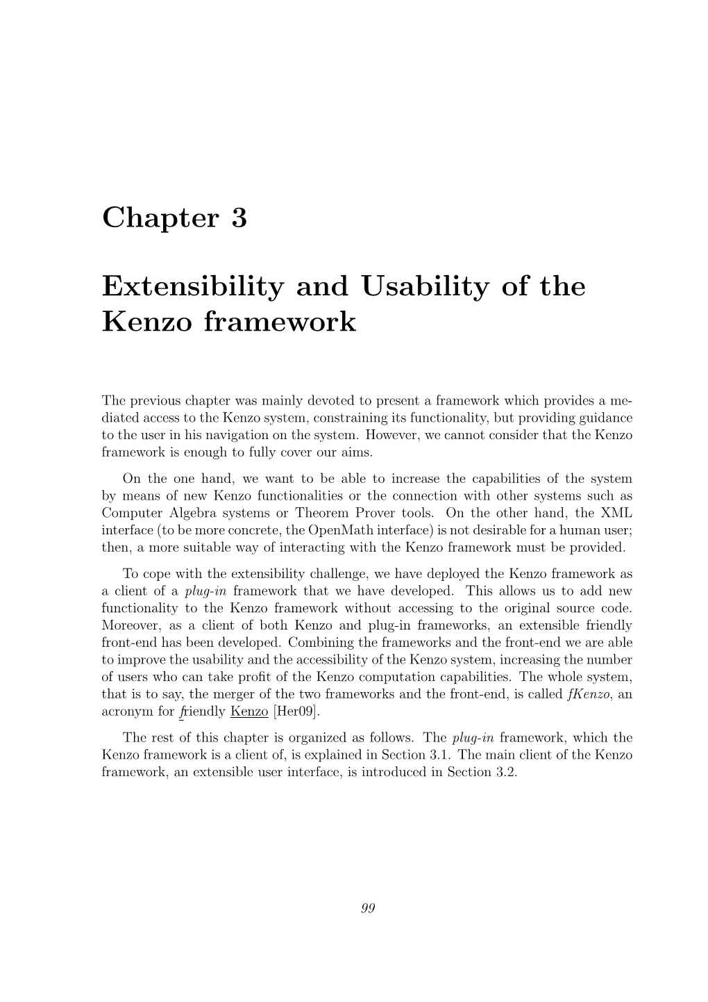 Chapter 3 Extensibility and Usability of the Kenzo Framework