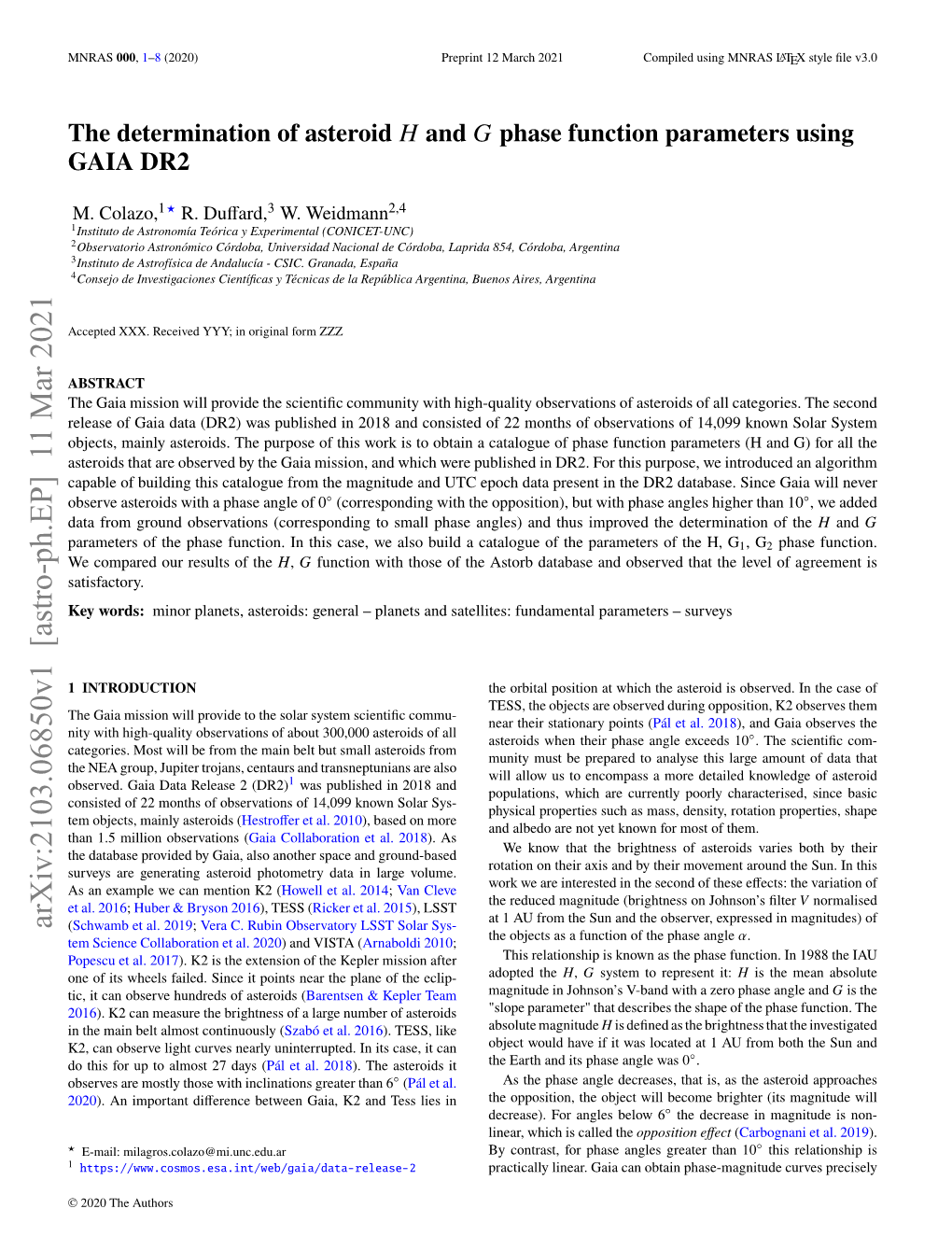 The Determination of Asteroid H and G Phase Function Parameters Using