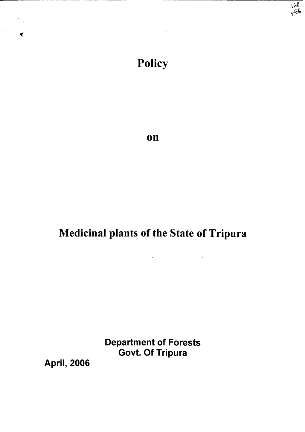 Policy Medicinal Plants of the State of Tripura