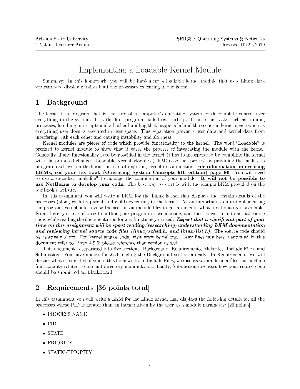 Implementing a Loadable Kernel Module