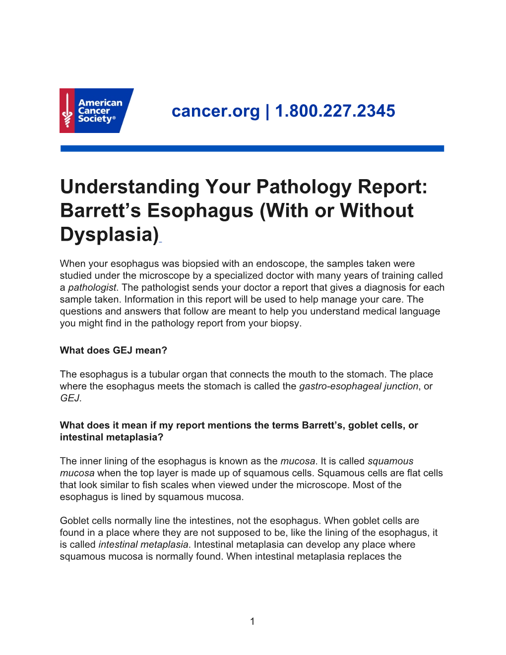 Barrett's Esophagus (With Or Without Dysplasia)