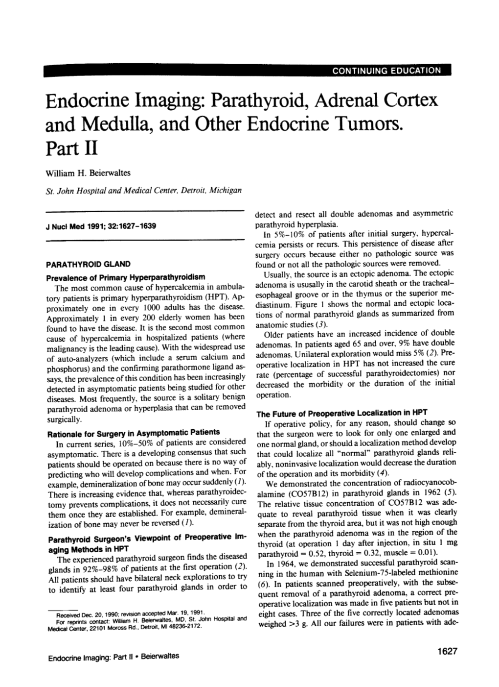 Endocrine Imaging: Parathyroid, Adrenal Cortex and Medulla, and Other Endocrine Tumors