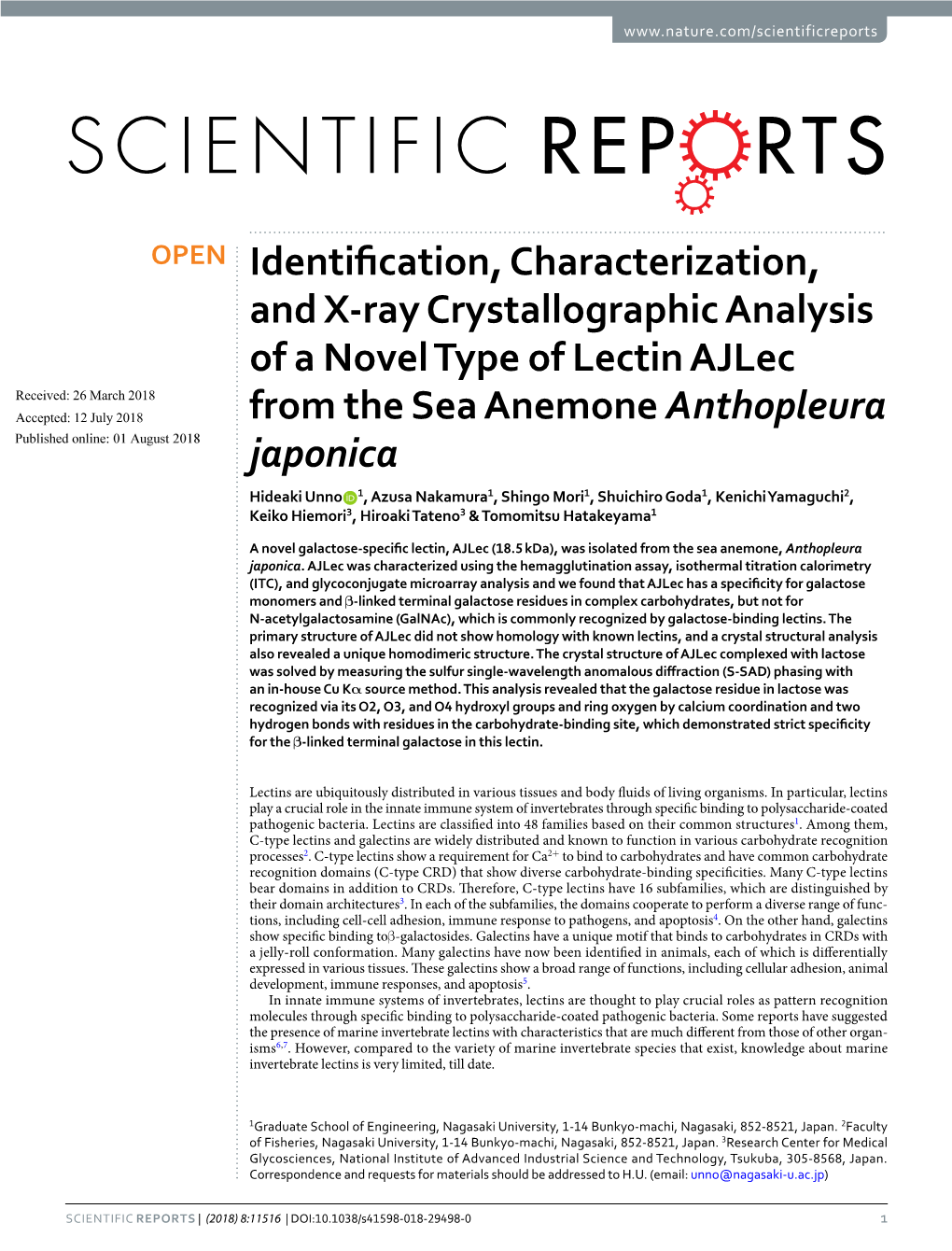 Identification, Characterization, and X-Ray Crystallographic Analysis of A