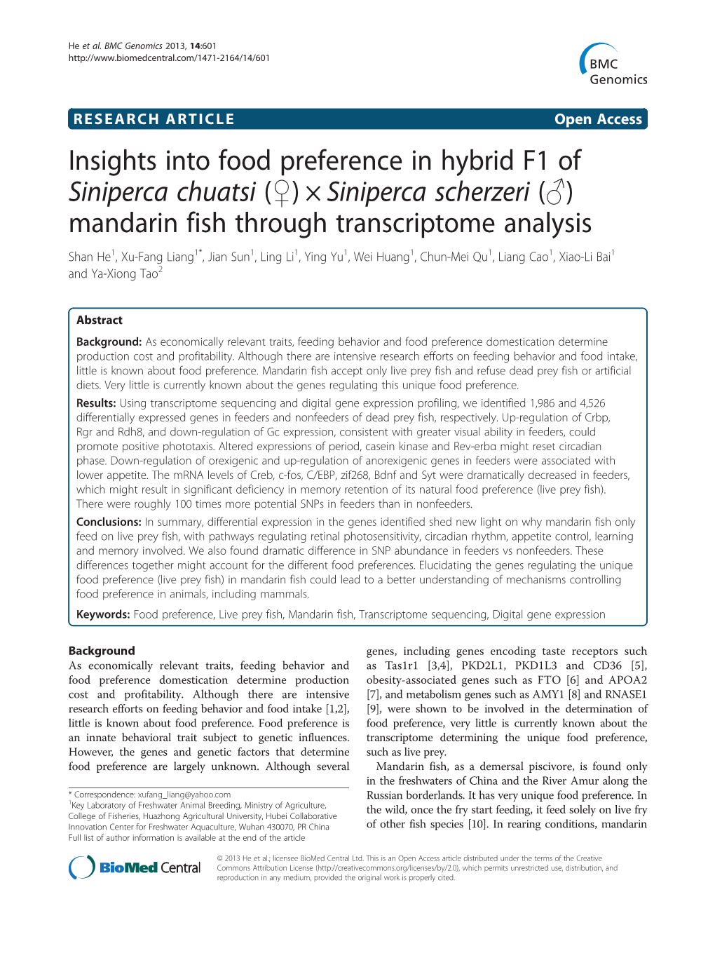 Insights Into Food Preference in Hybrid F1 of Siniperca Chuatsi ( ) ×Siniperca Scherzeri ( ) Mandarin Fish Through Transcri