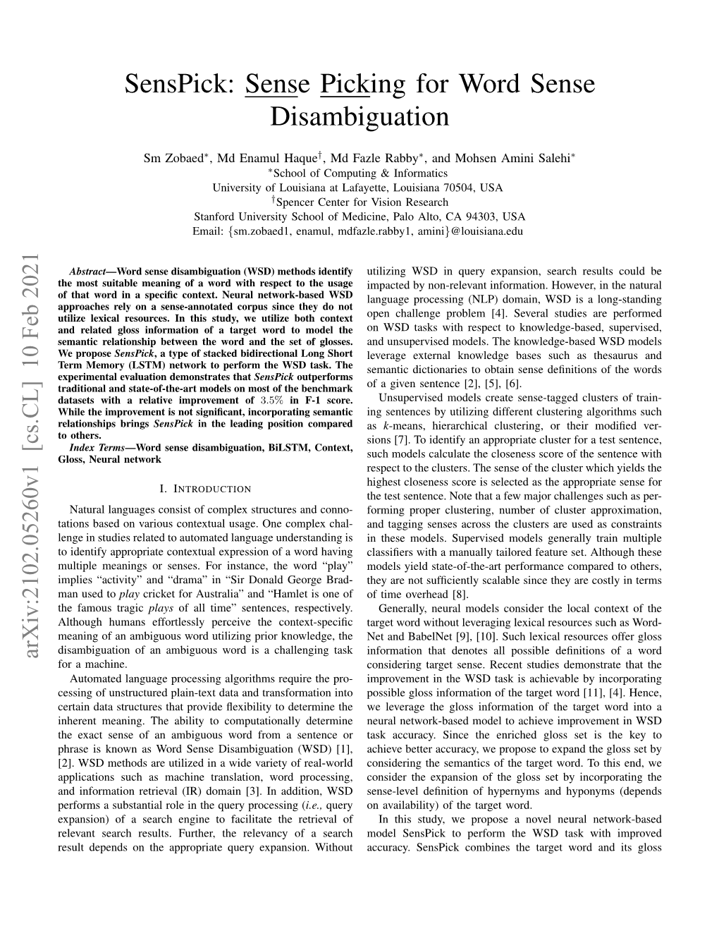 Senspick: Sense Picking for Word Sense Disambiguation