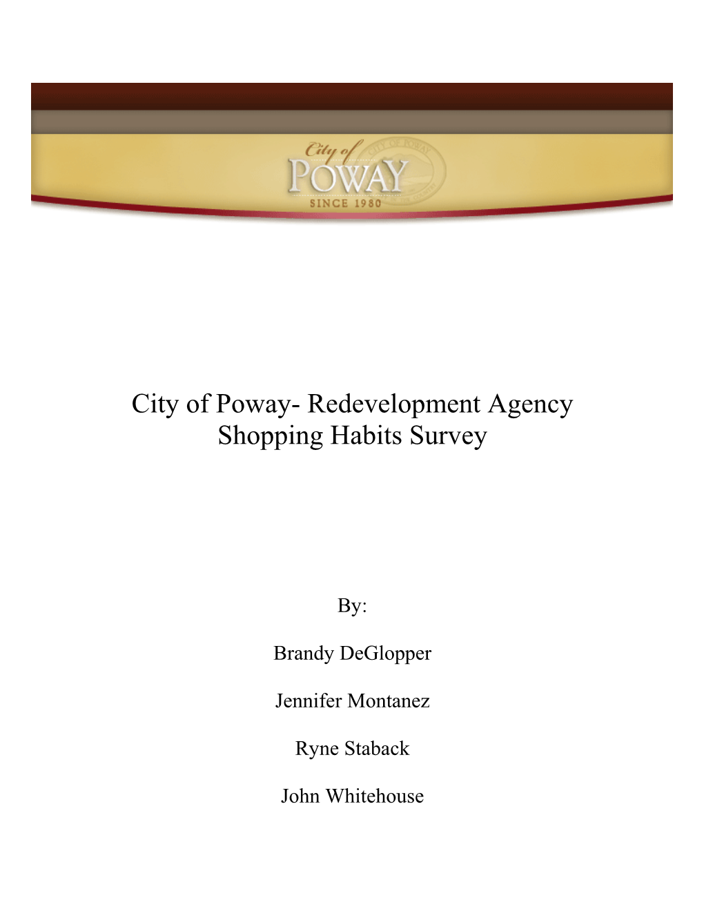 Redevelopment Agency Shopping Habits Survey