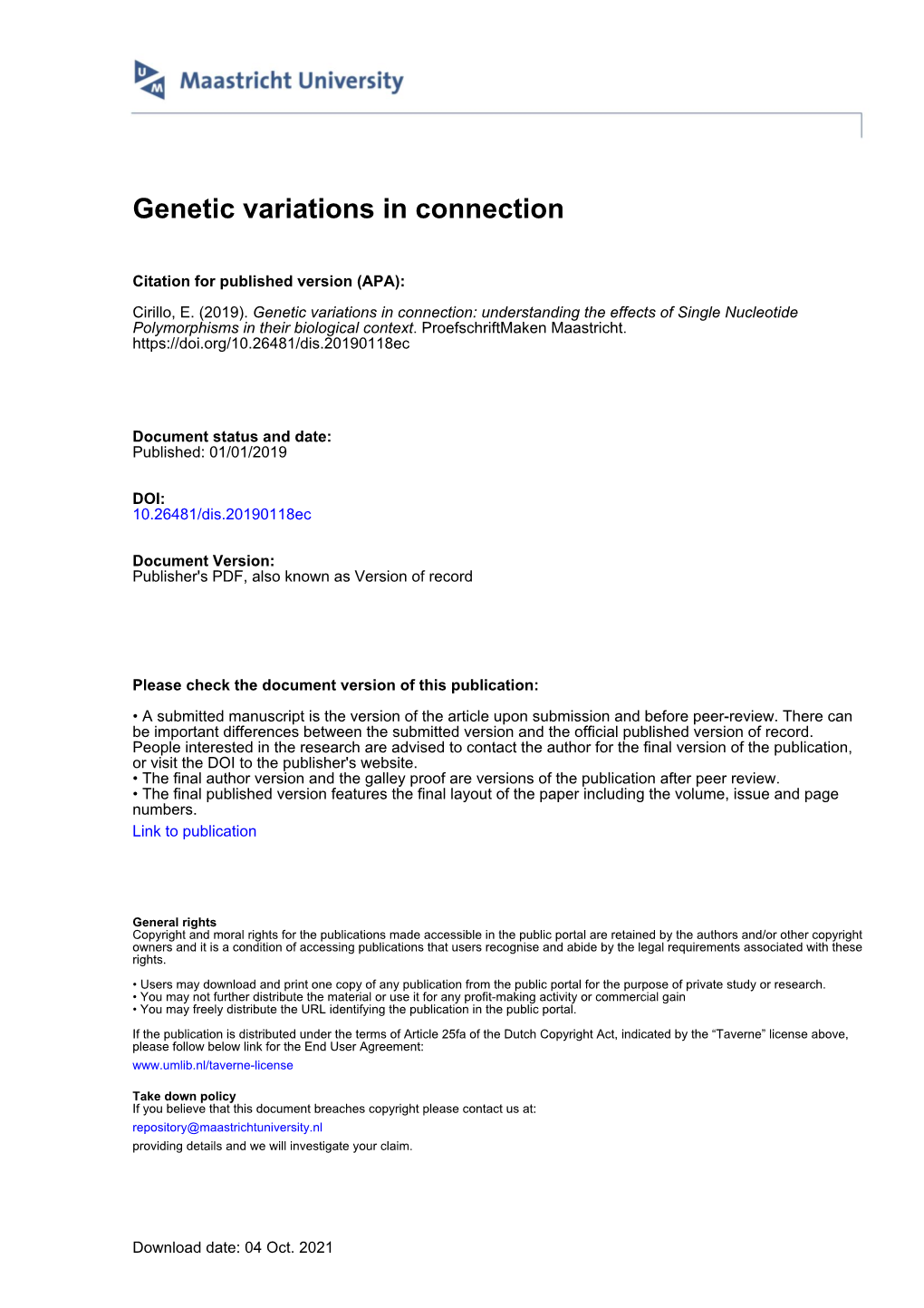 Genetic Variations in Connection