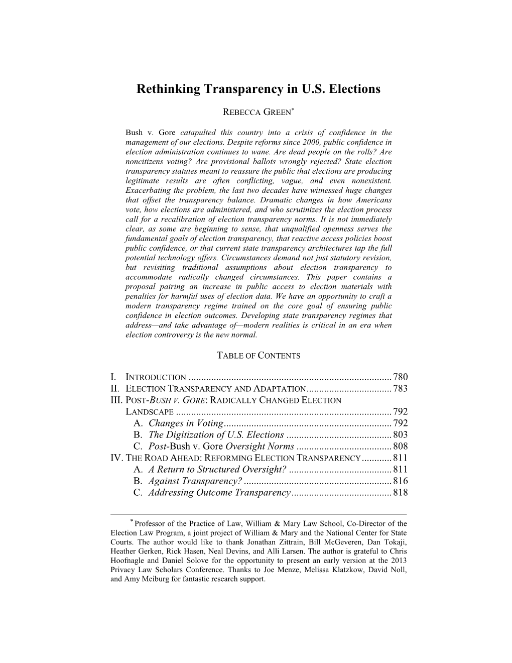 Rethinking Transparency in U.S. Elections