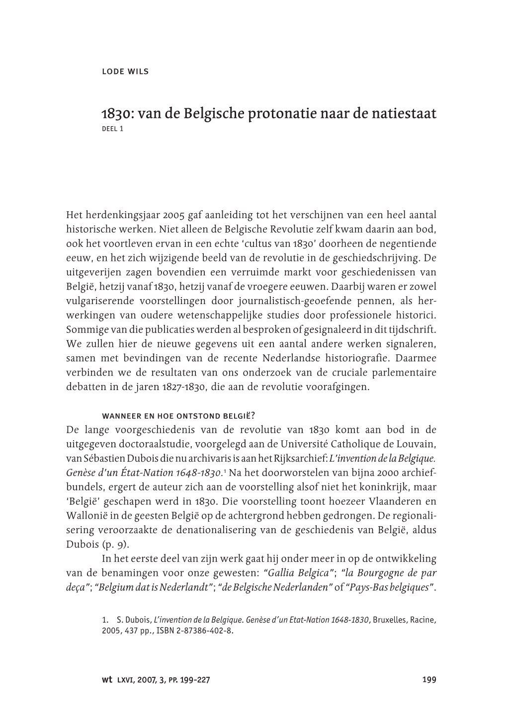 1830: Van De Belgische Protonatie Naar De Natiestaat Deel 1