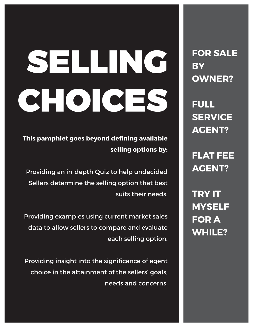 For Sale by Owner? Full Service Agent? Flat Fee Agent? Try It Myself for a While?